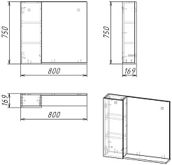 Grossman Зеркальный шкаф Альба 80 L веллингтон/белый – фотография-3